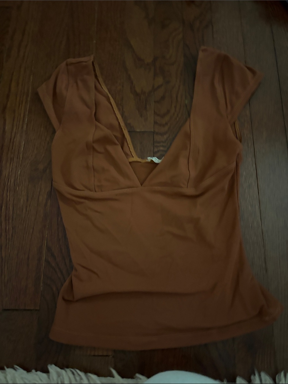 Free People Rust Brown V-Neck Cap Sleeve Camisole